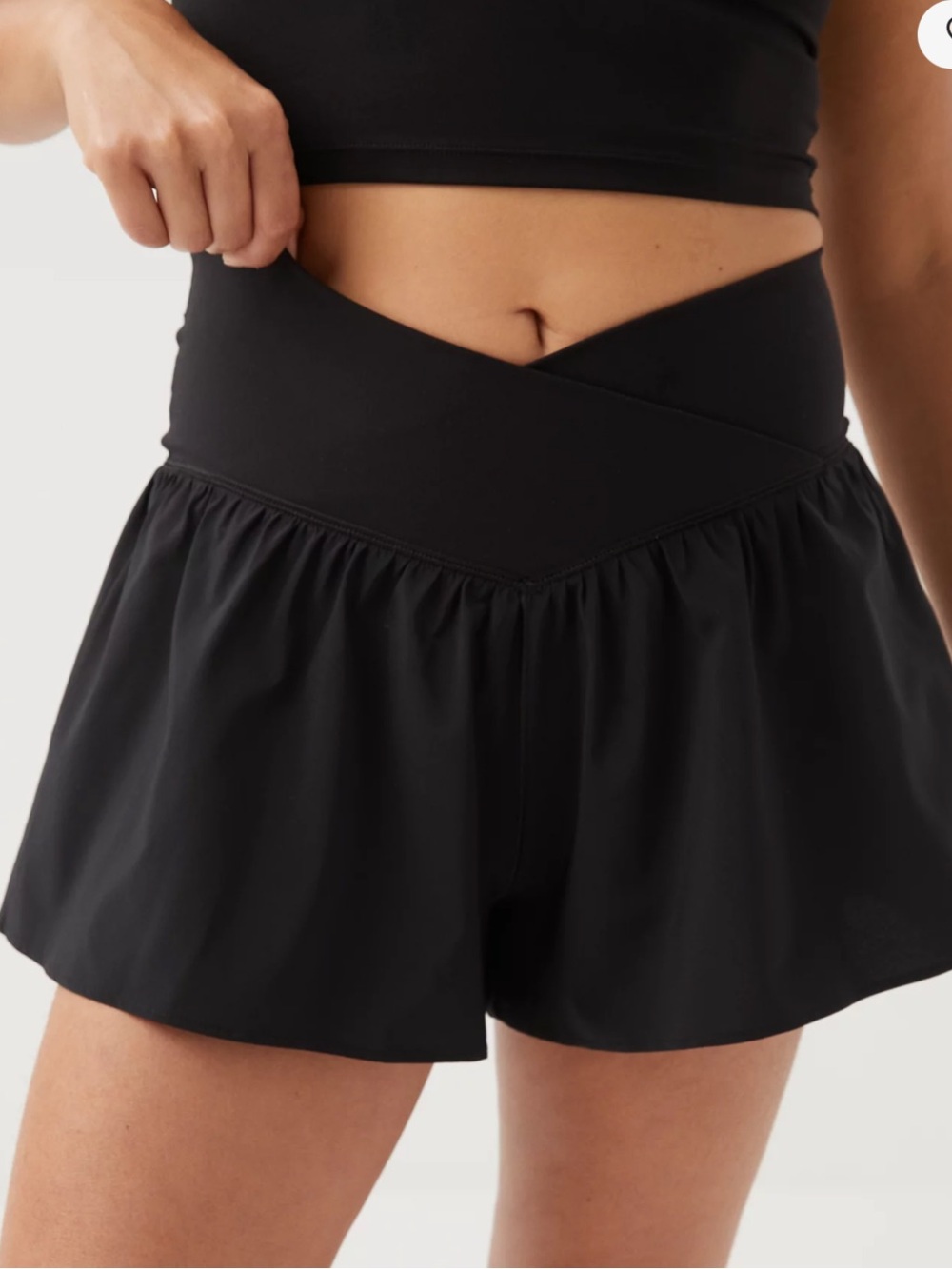 ·Aerie Offline· Black Crossover Flowy Athletic Shorts